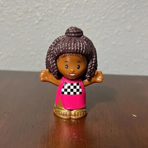 Fisher Price Little People Barbie African American Racecar Driver Figure Pink